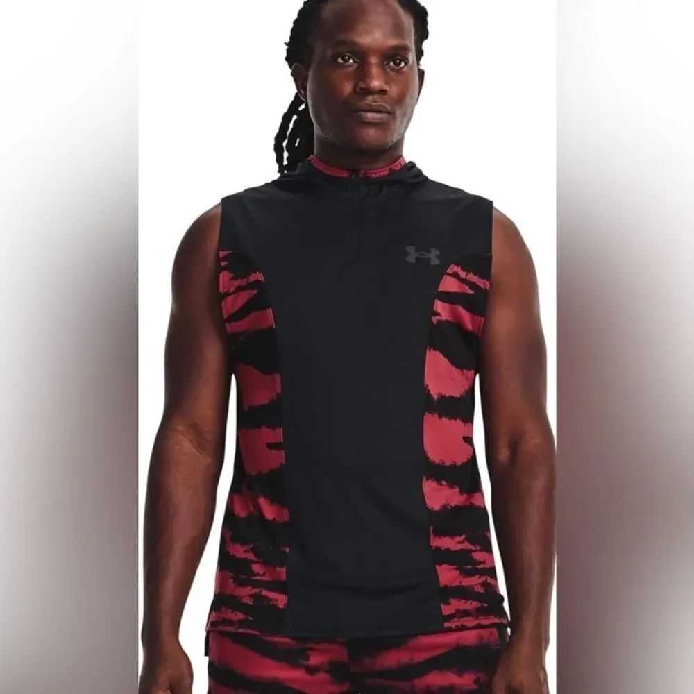 Under Armour Men's Baseline Tank Hoodie, Black Rose, NWT